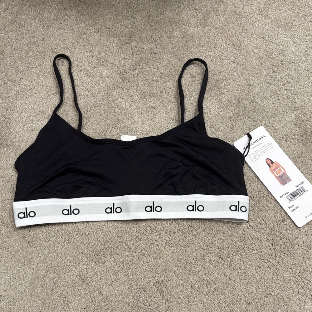 ALO Yoga Black Bralette with White Band